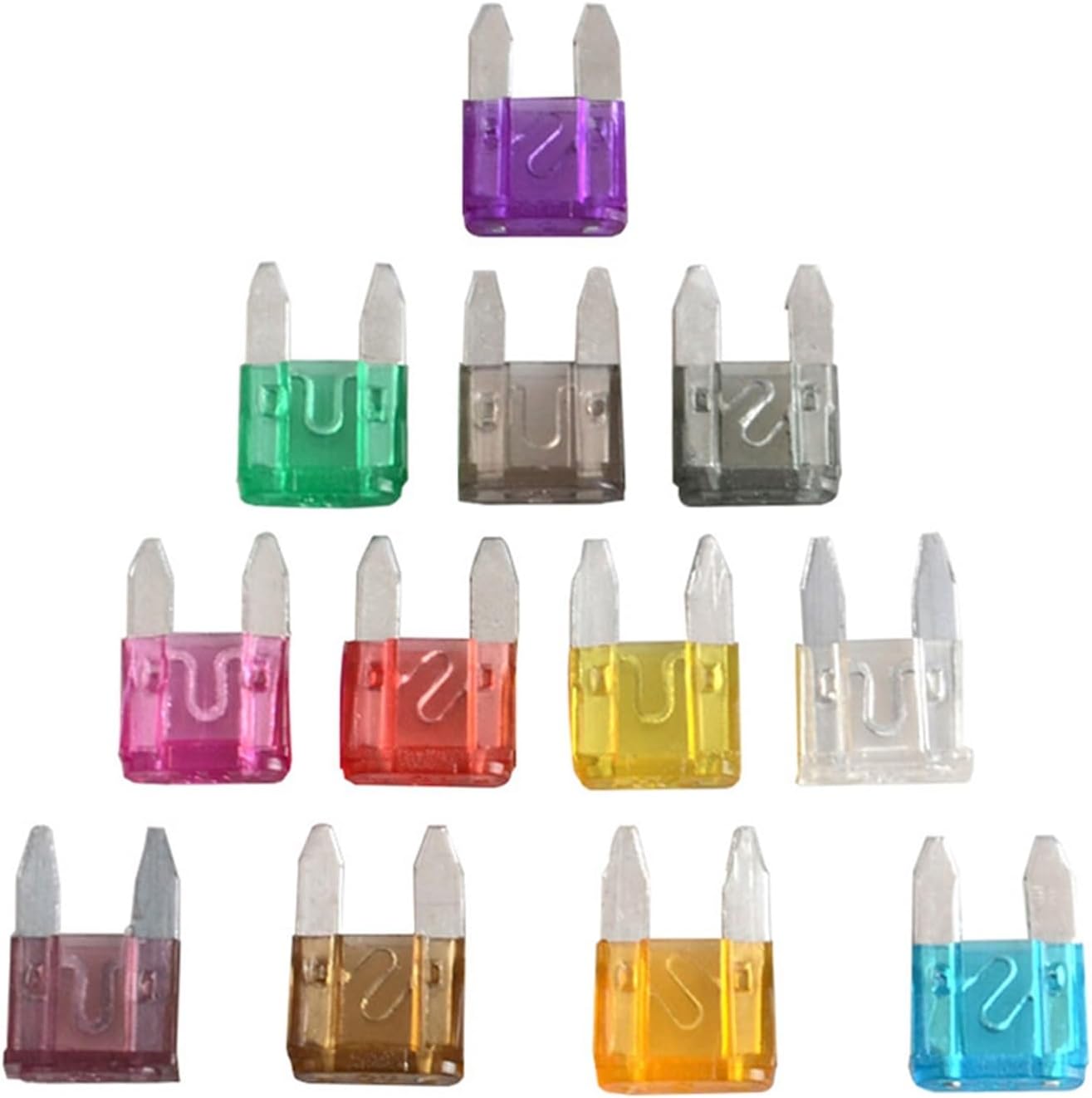 100PCS ZINC Blade Auto Fuse ATC Fuse, Automotive Mini Medium Blade Fuse 1A 2A 3A 5A 7.5A 10A 15A 20A 25A 30A 35A 40A 45A 50A (Size : Mixed Fuses, Color : Mini)