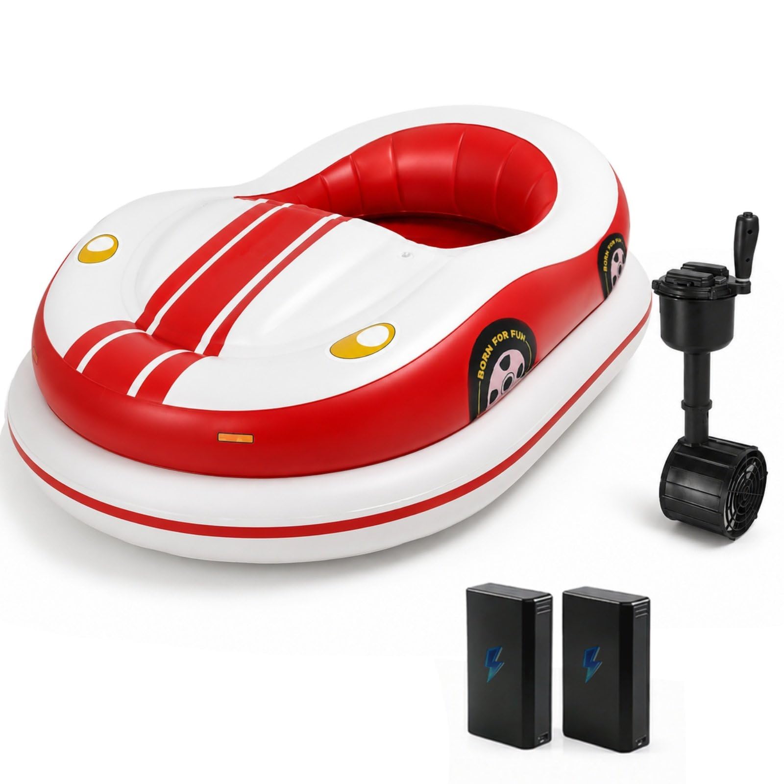 HCAUYNN Motorised Bumper Boat, 46W Thruster, 360° Joystick Control Red