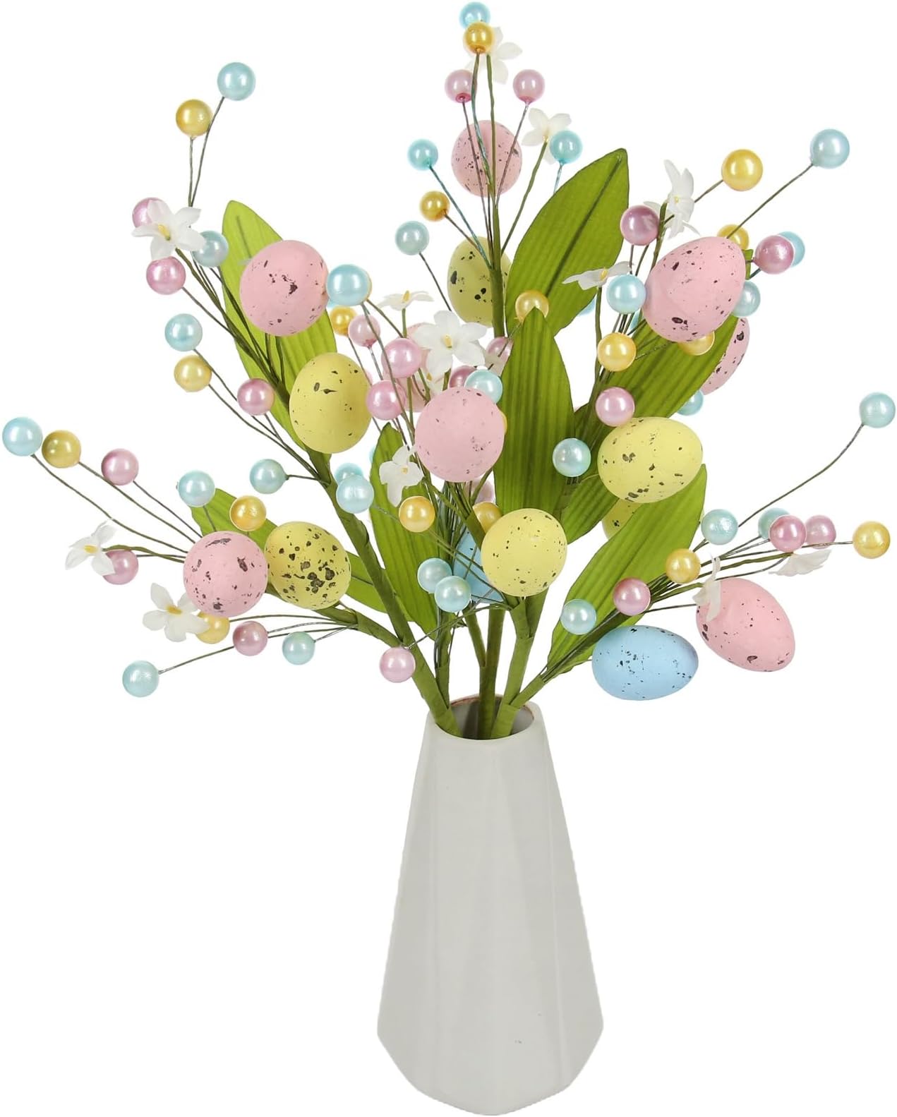 Wingbind Easter Spray Vine with Pastel Easter Eggs and Berries, 3 Pack Artificial Easter Egg Flowers,Decorative Spring Floral Stems,Easter Egg Twig Branches,Easter Decor for Home Vase Table Centerpiec