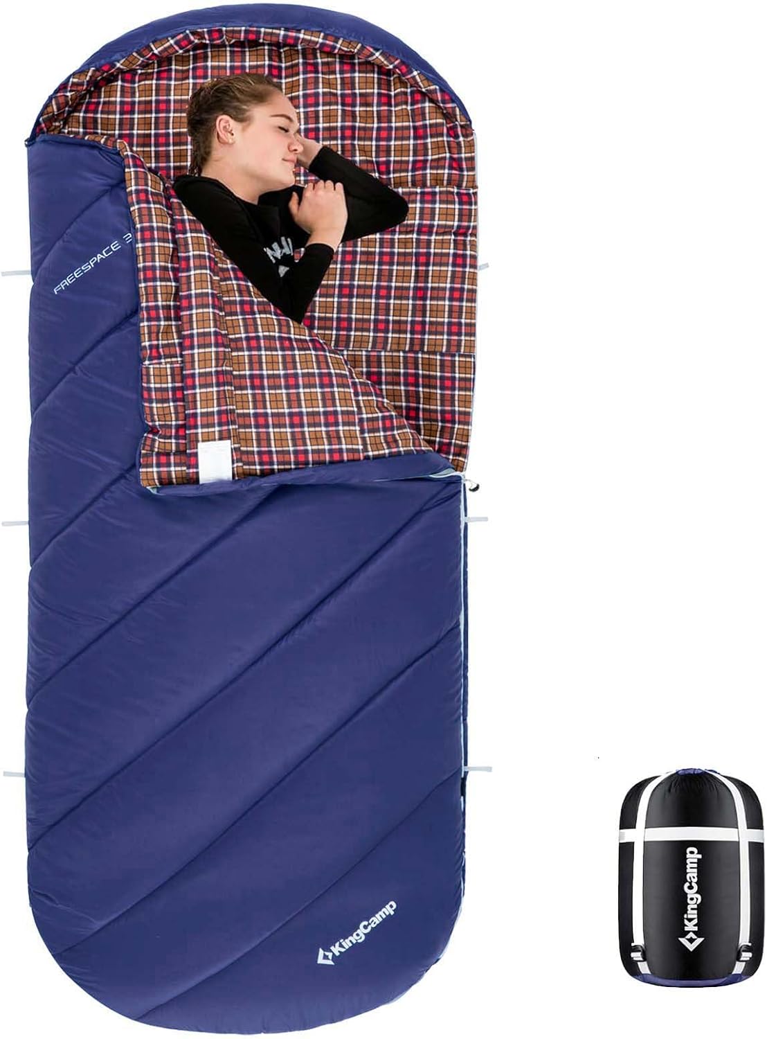KingCamp Sleeping Bag for Adults, Extra Wide Flannel Sleeping Bag for Camping Backpacking, Warm & Cold Weather, Big and Tall, Lightweight, XL Size KingCamp Sleeping Bag for Adults, Extra Wide Flannel Sleeping Bag for Camping Backpacking, Warm & Cold Weather, Big and Tall, Lightweight, XL Size