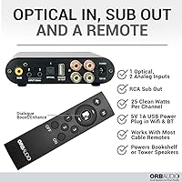 Vista 2 de [Updated Version] Booster Mini Amplifier for TV and Stereo Speakers - Optical Input, Subwoofer Output and Remote Control, Voice Assist, Two Analog