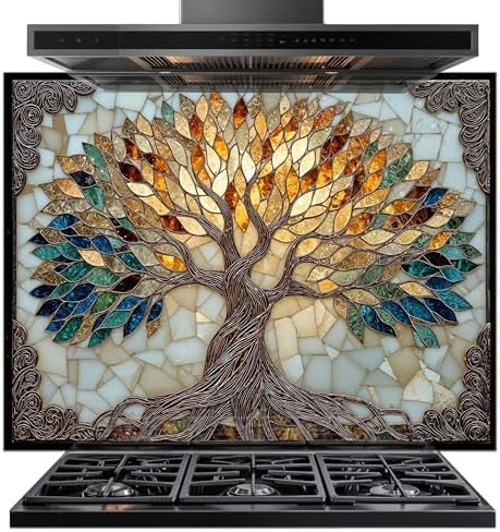 Tempered Glass Backsplash for Kitchen - Easy to Clean Behind Stov...