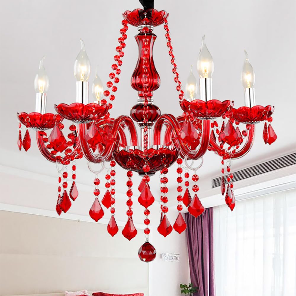 Lampe Suspendue en Cristal rouge pour sublimer votre restaurant et votre salon