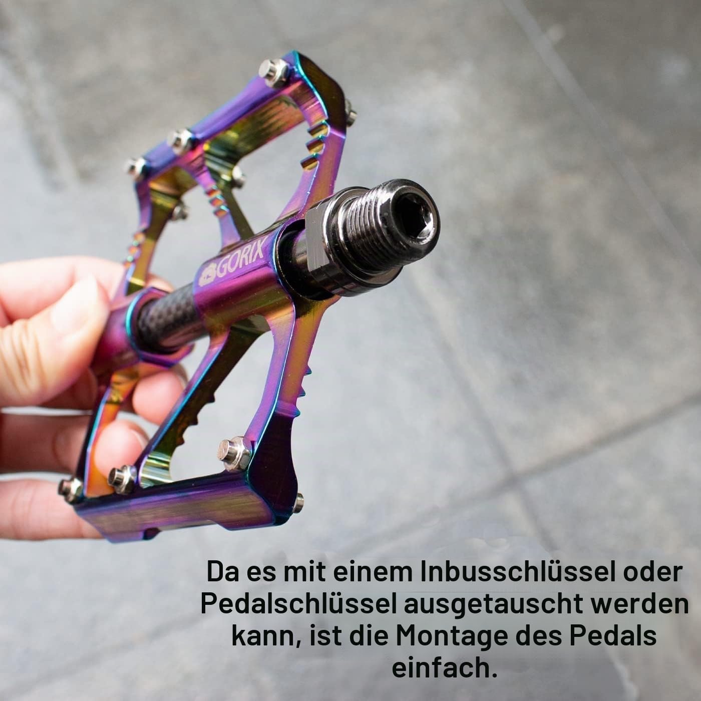 GORIX Bike Flat Pedals Oil Slick Wide CNC Leichtgewicht mit rutschfestem Pin Spike Road Mountain MTB Fahrrad (GX-FX61)
