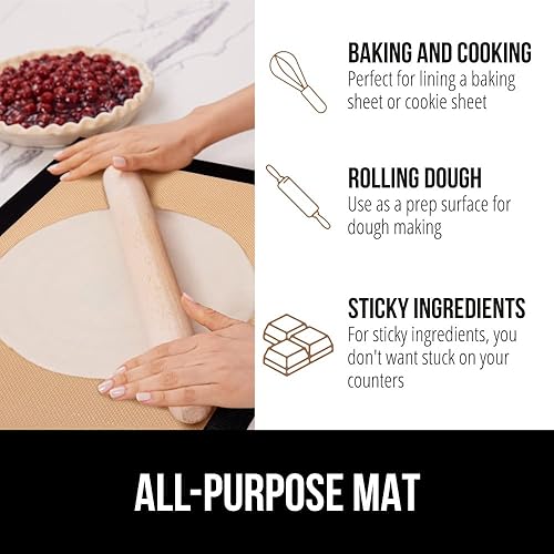 Miniatura 8 de GORILLA GRIP Tapete de silicona antiadherente reutilizable para hornear, paquete de 2, sin BPA, apto para horno para hornos tostadores, mini hojas