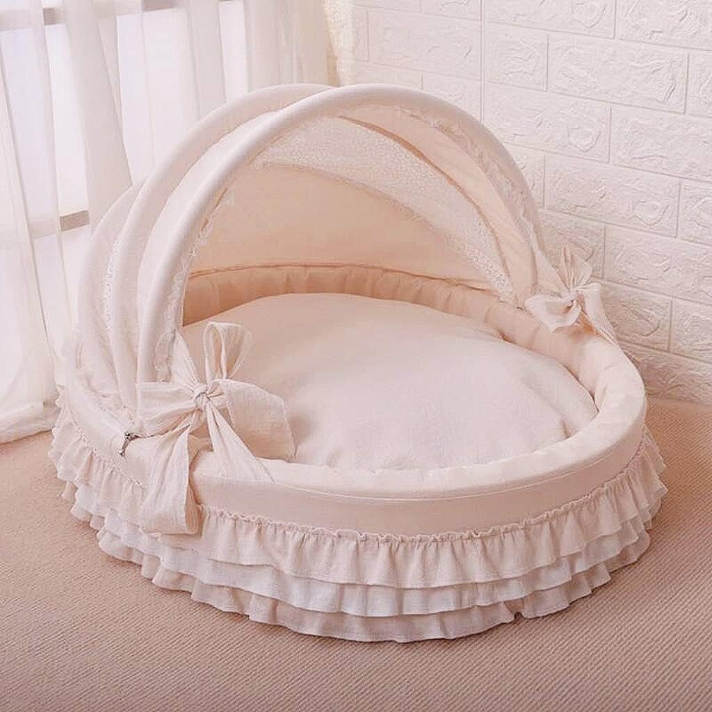 Cat Princess Bed, Semi-Enclosed, Universal for All Seasons, Pet Cradle, Removable and Washable, Kennel, Cat Litter, Dog Bed, Teddy Small and Medium-Sized Dog (Size : L)