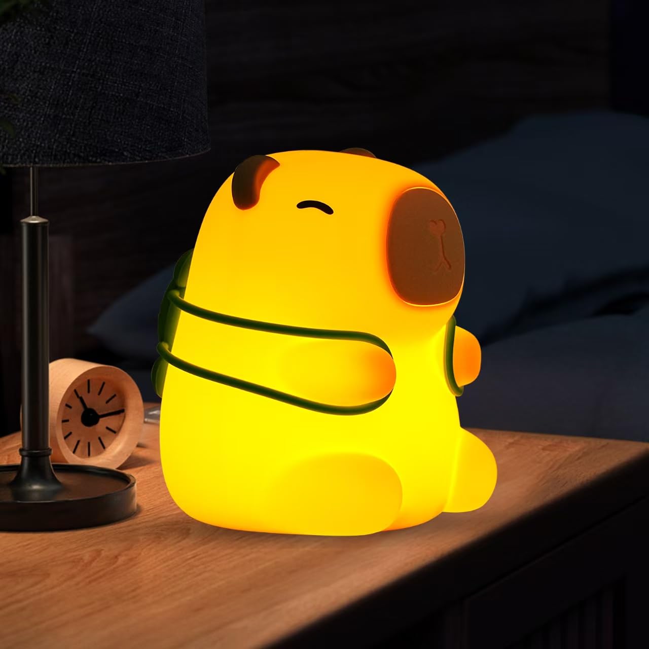 Rktnorv Capybara Night Light for Kids,Cute Squishy Silicone Nursery Nightlight Kawaii Animal Bedside Lamp with 7 Colors 3 Levels Dimmable Tap Control