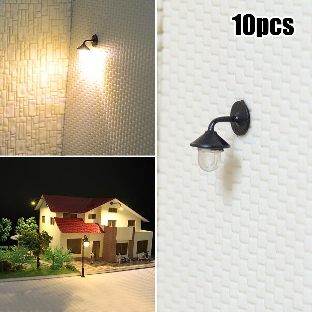 10pcs Lamps Model Railway HO Scale 1:87 Mini LED Wall Lights Model Railway Accessories