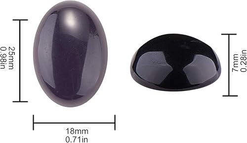 Miniatura 3 de LiQunSweet 20 cuentas de ágata negra sueltas y lisas con forma ovalada de cabujones con parte trasera plana sin agujero, dijes a granel para