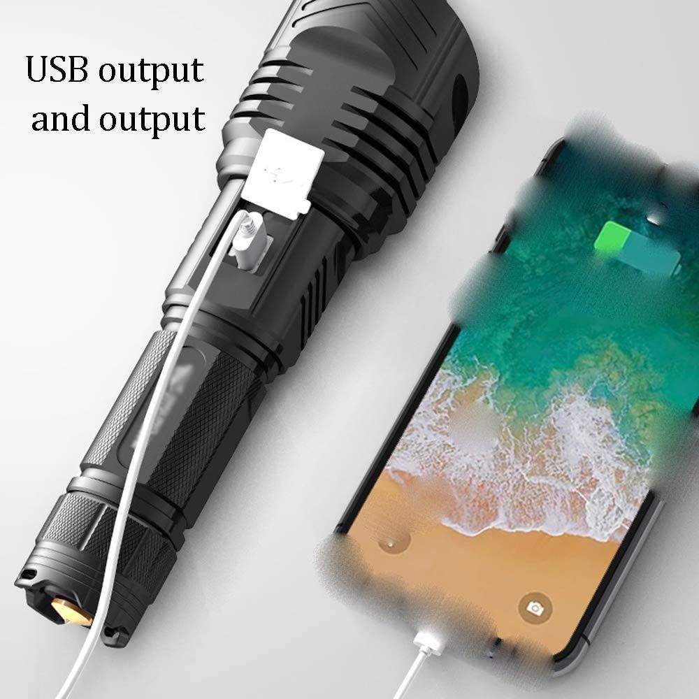 Torcia a LED, USB Ricaricabile Impermeabile Ultra Luminoso Flash Torcia 4 modalità di Illuminazione per Campeggio all'aperto Escursioni in Bicicletta