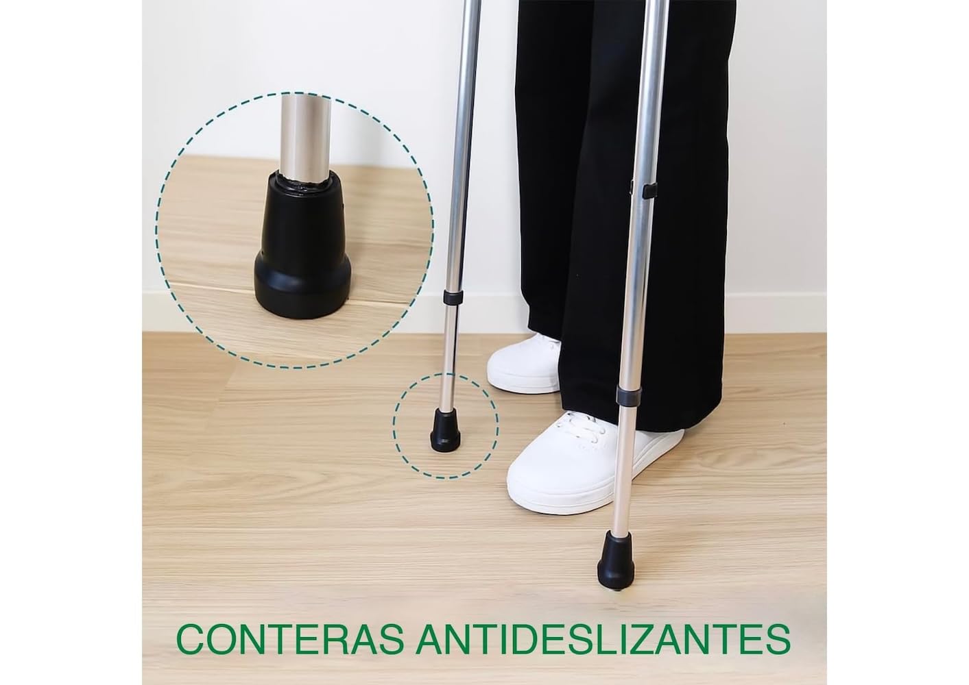 Muletas Adulto de Aluminio Regulables (Par) – Bastones Ortopédicos para Recuperación y Rehabilitación – Altura Ajustable 68-98 cm, hasta 125 kg. Fabricado en España.