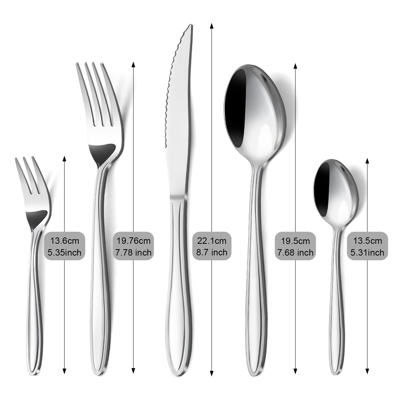 Hunnycook couverts de table 12 personnes, acier inoxydable couverts avec poignée lignée, ensemble de couverts élégant pour maison, restaurant, passent au lave-vaisselle