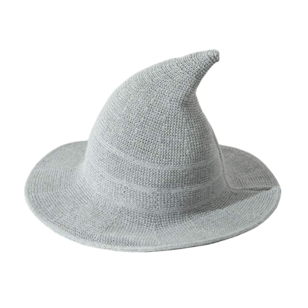 Pro-Noke Women Halloween Witch Hat Modern Wool Sharp Pointed Witch Hat for Halloween Christmas Costume Party (Grey)