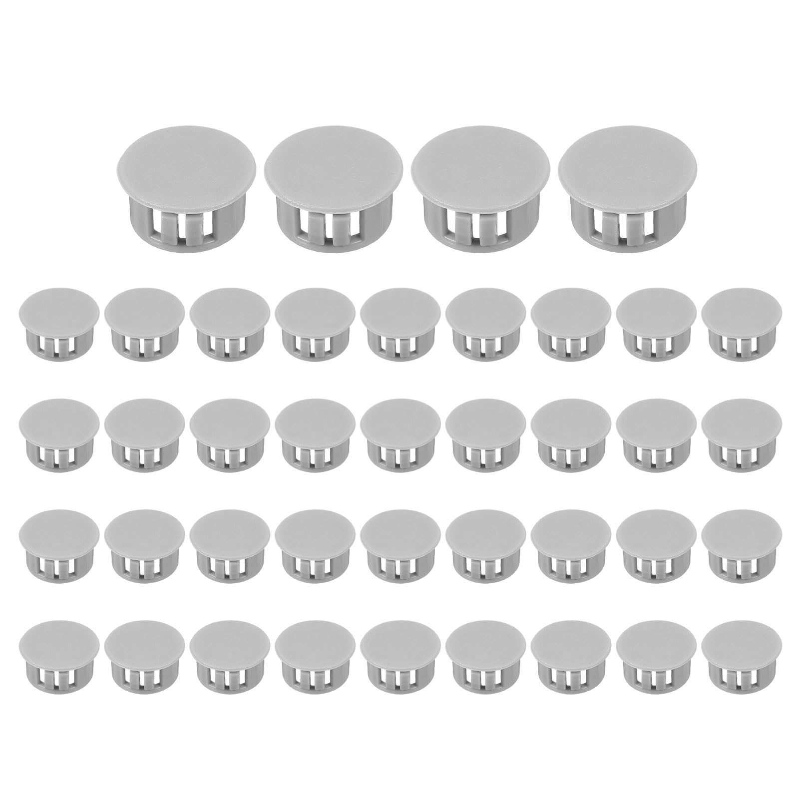 PATIKIL 18mm/11/16" Plastic Hole Plugs, 40 Pcs Flush Type Round Plug Snap in Locking Screw Hole Covers Insert End Caps for Furniture Cabinet Kitchen Door Shelves, Grey