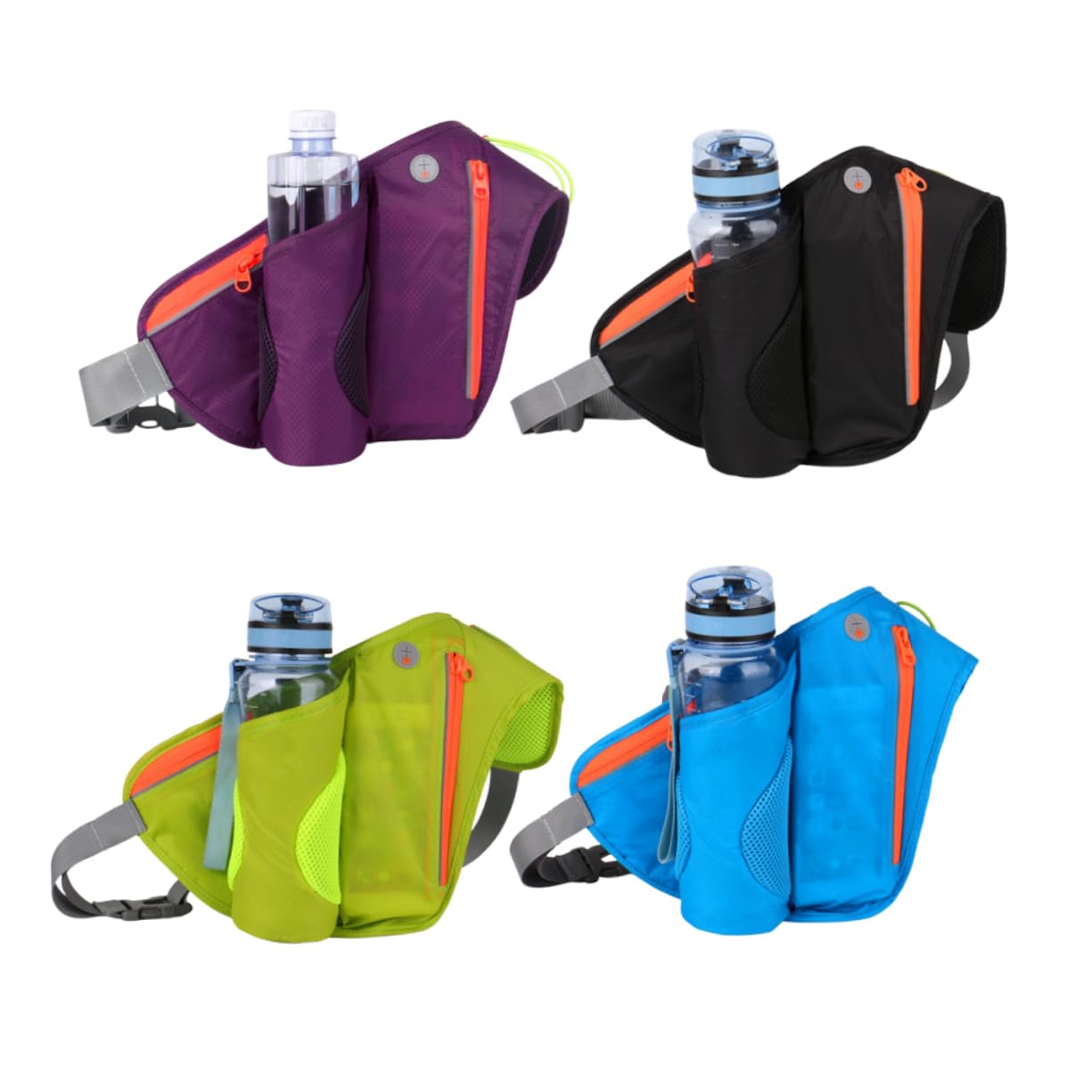 Happyyami 2pièces Ceinture De Course Multifonctionnelle avec Porte-Bouteille Et Poche Téléphone De Étanche pour Activités De Plein Air Vert