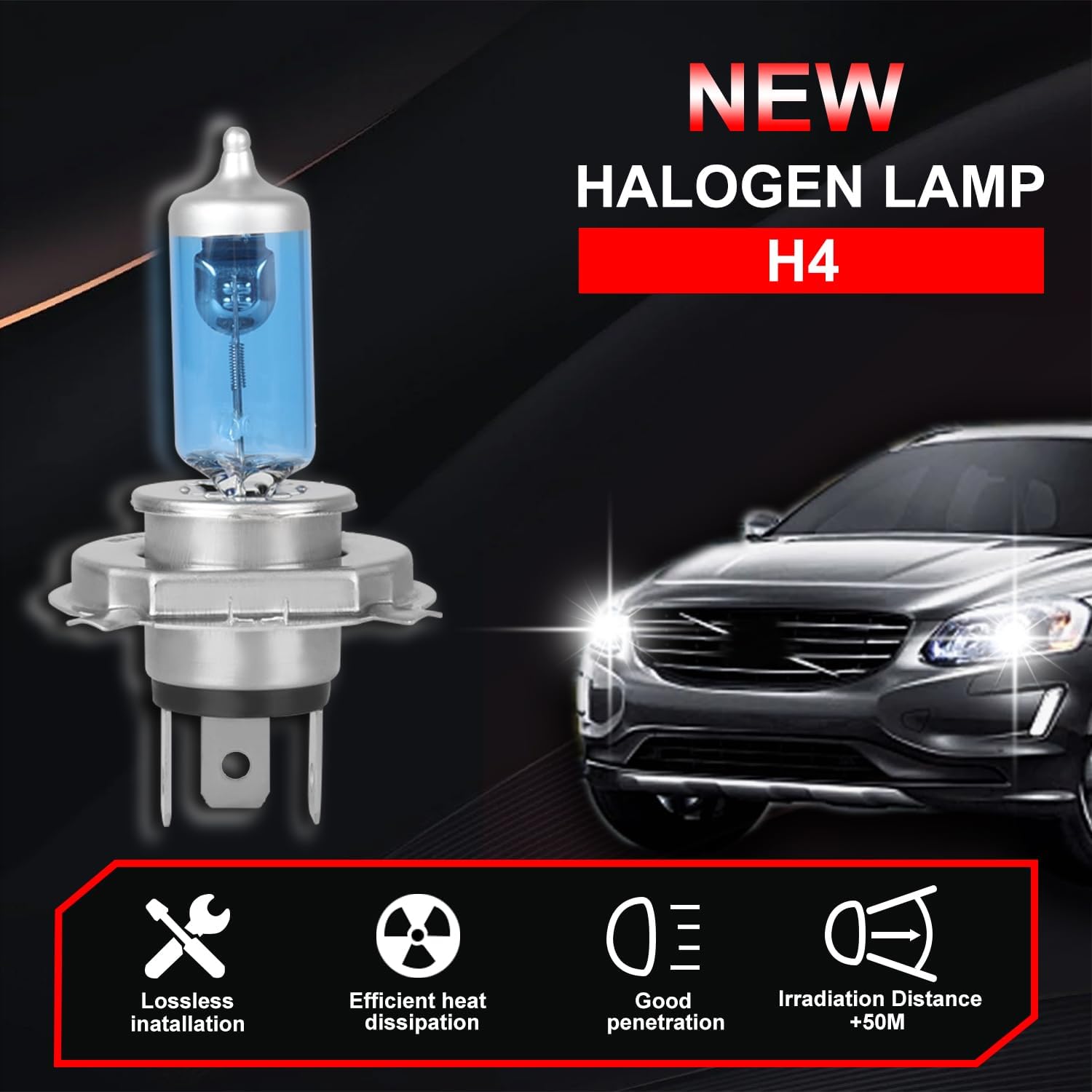 Fit for Toyota Prius 2001-2009 Headlight Bulbs, 350% Brightness 9003/H4 Light Bulbs High Low Beam+9006 Fog Lights, 5500K Warm White,Plug and Play, 4pcs