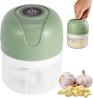 Picador Eléctrico de Cebolla y Ajo, 250ml Recargable USB, Multiusos para Carne, Verduras y Nueces, Color Verde