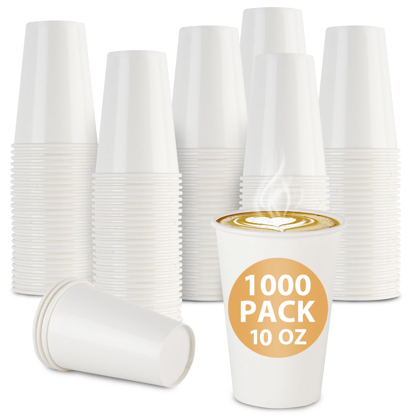 vivigu Coffee Cups - 1000 Pack Paper Cups 10 oz, Disposable Paper Coffee Cups for Hot and Cold Drink, White Paper Coffee Cups, Hot Cups Bulk for Office, Party, Home, Travel, Cafes, Bathroom
