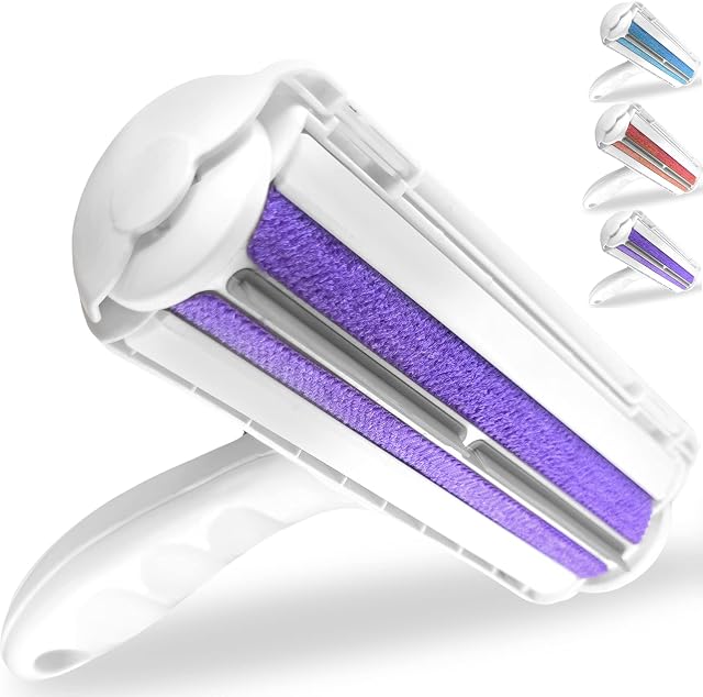 Pet Hair Remover Roller,Reusable Dog Cat Hair Remover With Ergonomically Designed Grip,Self Clean the Pet Fur,Lint Remover from Clothes, Carpets, Sofas, Bedding&More-Purple