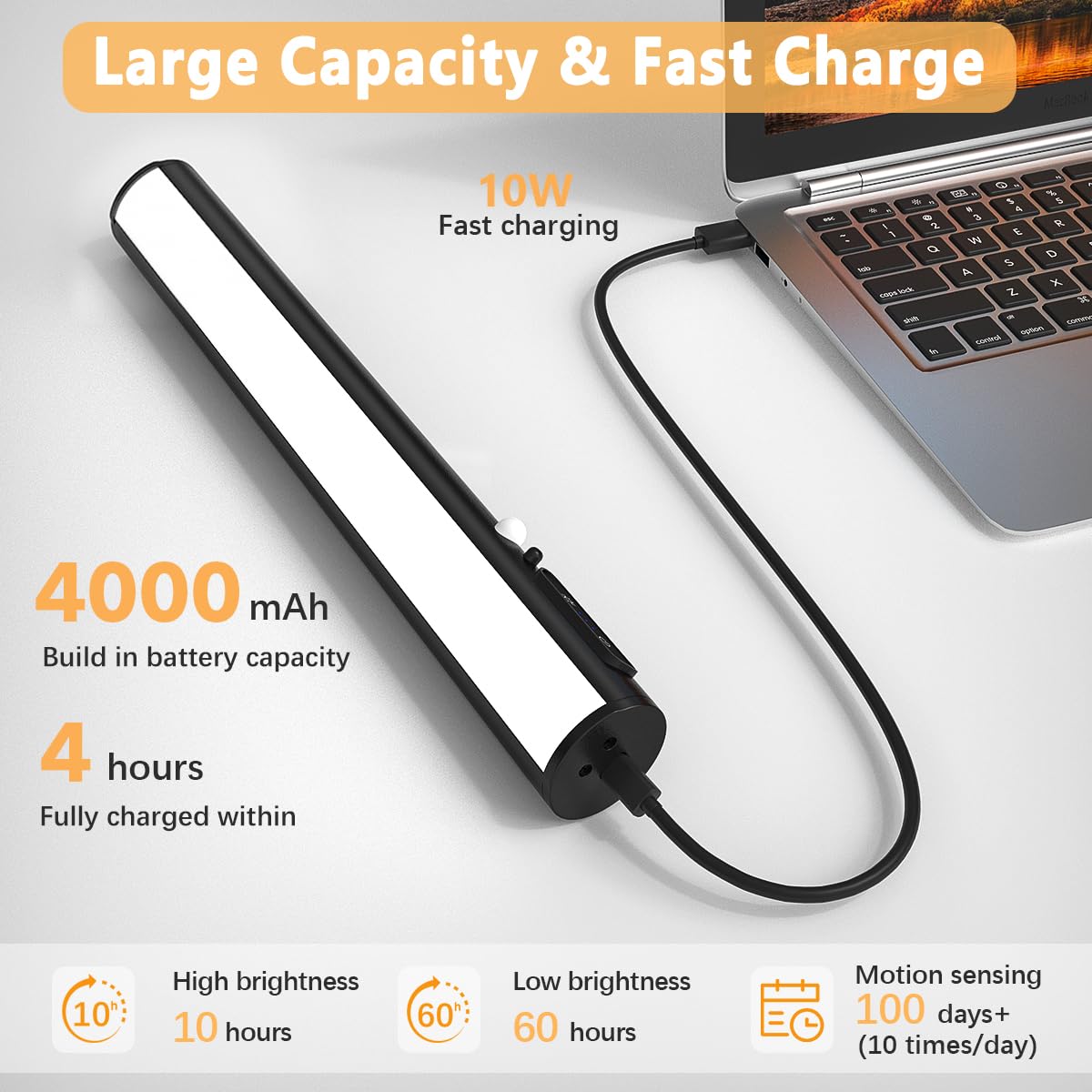 Lamparas pared sin cable con sensor movimiento, 4000mAh recargable aplique a pilas sin electricidad, luz cuadros inalambrico con mando, luces LED bateria para espejo baño, cuadro, interior