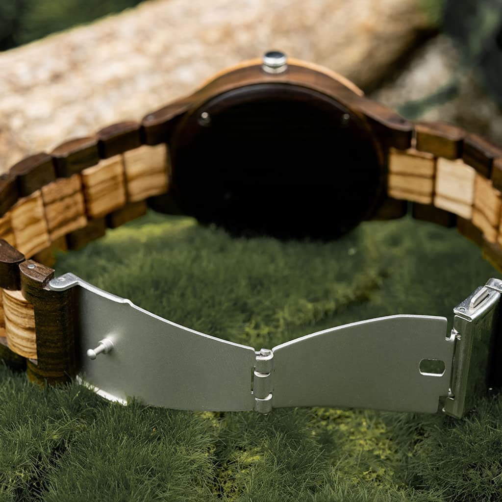 Orologi da Uomo in Legno con Rune Vichinghe Orologi da Polso Casual Regolabili con Incisione Fatta A Mano Vintage con Catena E Scatola Regalo in Legno
