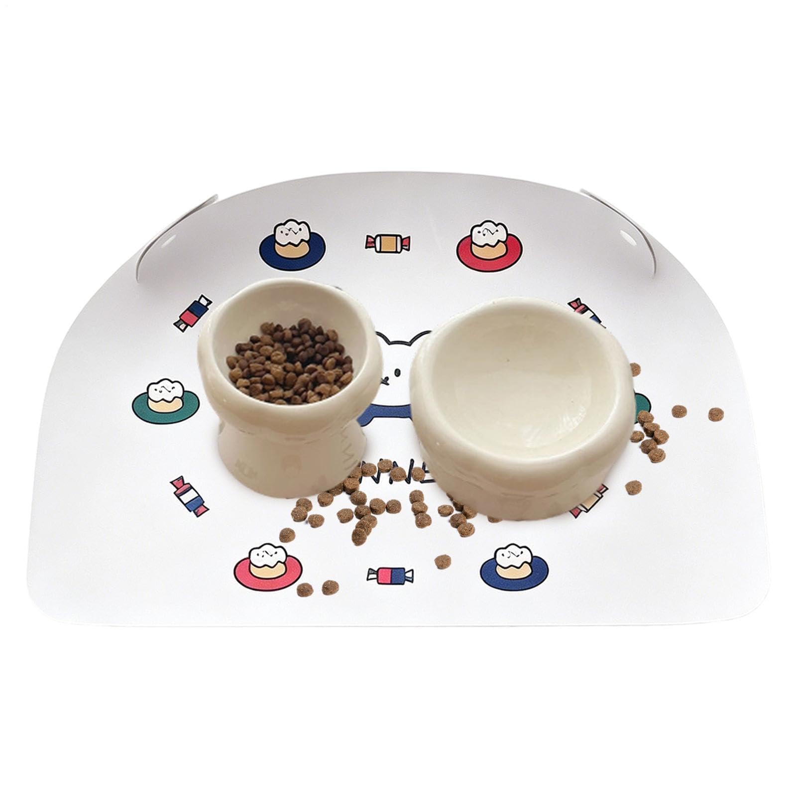 Katzenfuttermatte Rutschfestes PU-Leder Mit Auslaufsicherem Erhöhtem Rand | Katzentrinkbrunnenmatte Für Kätzchen, Welpen, Innenbereich, Zuhause, Küche, Reise, Essbereich, (Kätzchen)