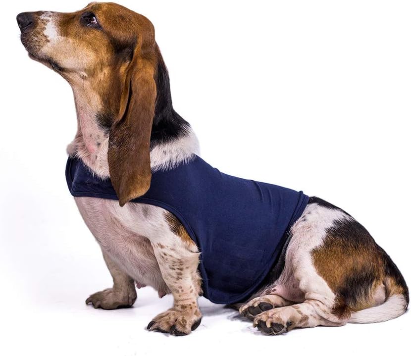 Abrigo de ansiedad para perro, chaqueta de ansiedad para perro, ligera, para alivio del estrés, camiseta cálida y suave para mascotas (M, azul)