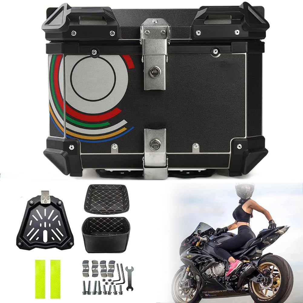 Boîte supérieure de moto aluminium 65L étanche pour rangement casque