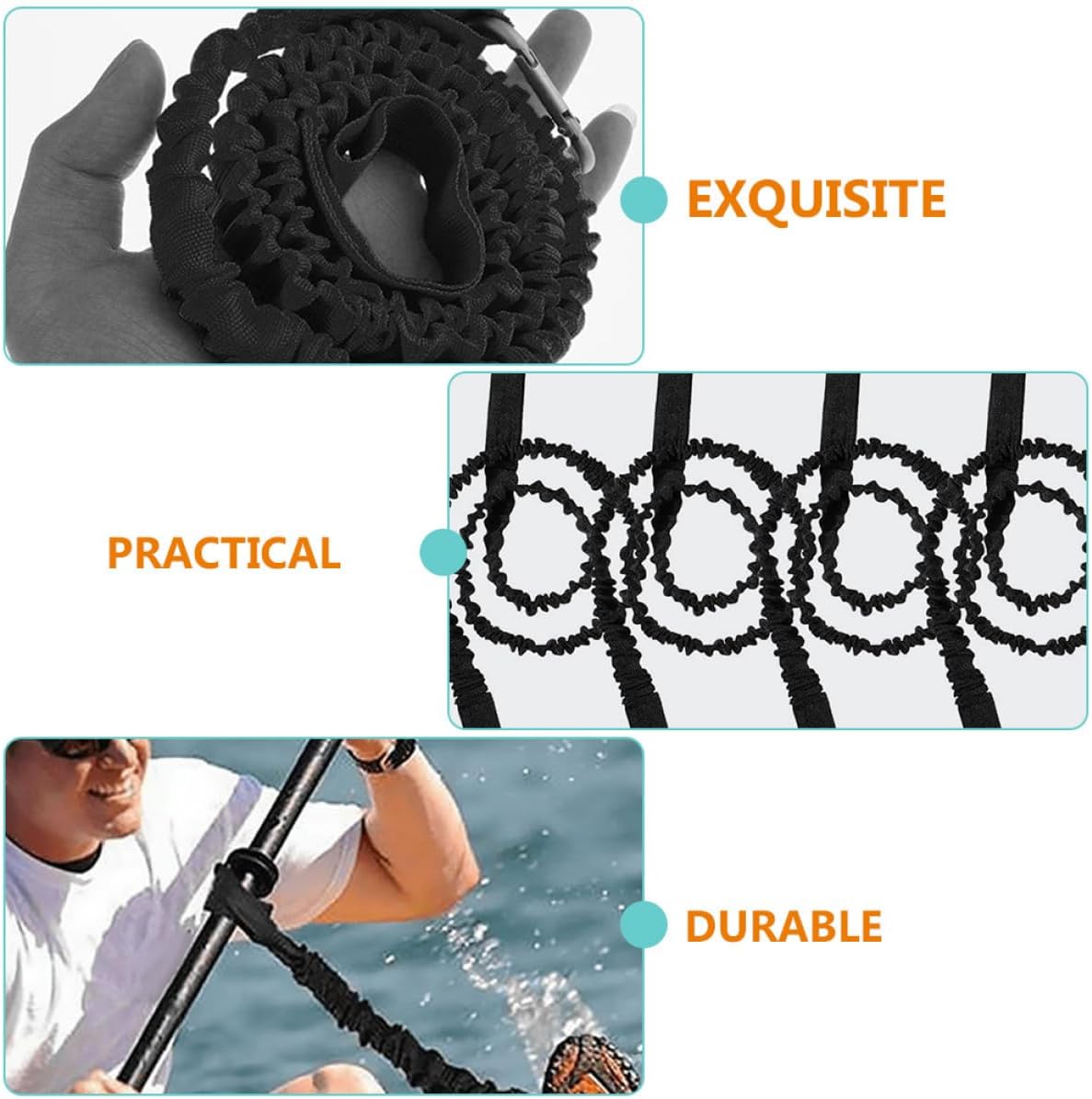Kayak Paddle Leash and Boat Paddle Lanyard Elastic Anti-Lost Safety Rope Hook for Kayaking and Canoeing Accessories