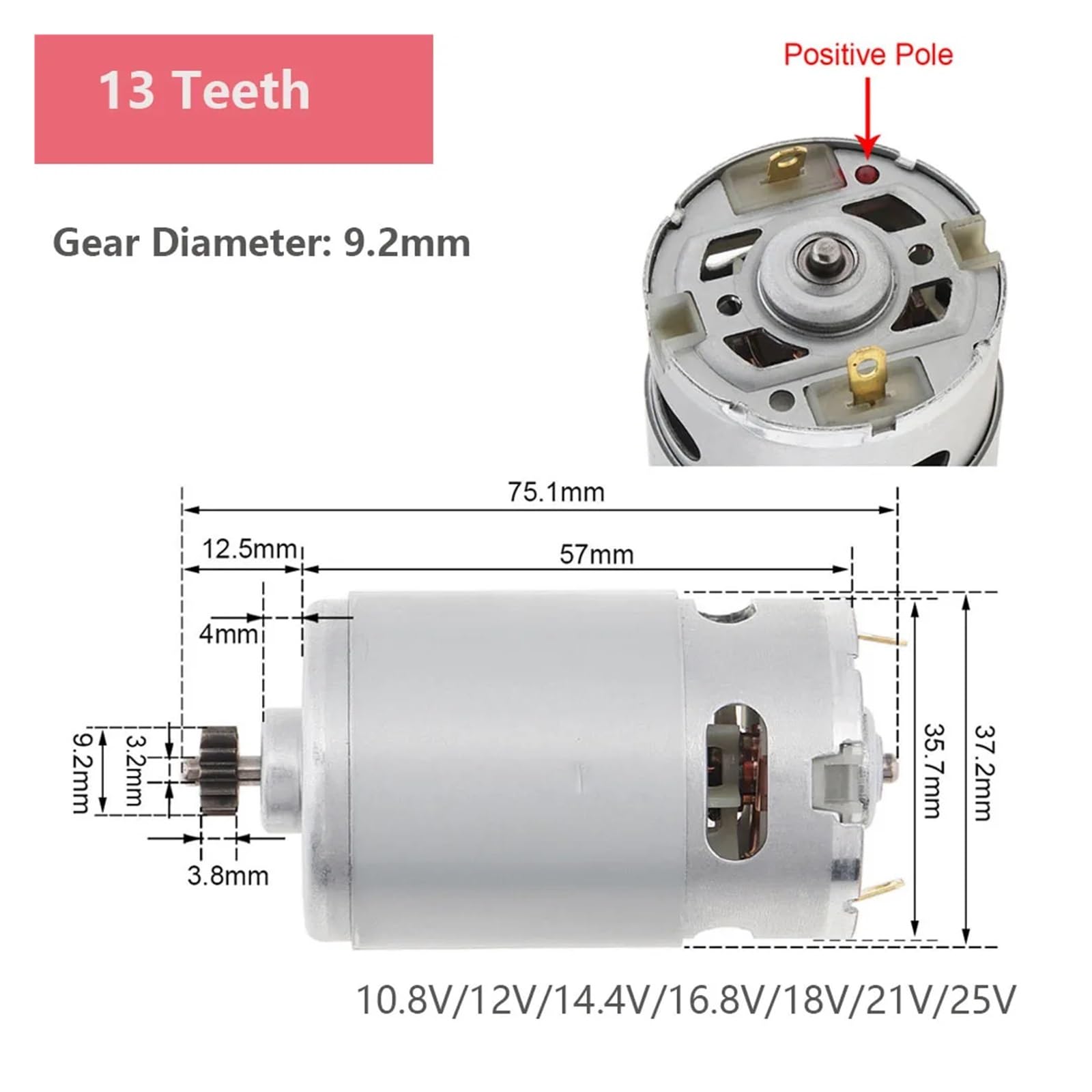 Moteur électrique RS550 14 Dents - 25 000 Tr/min, Arbre 9,5 Mm - Pour Scie Alternative, Perceuse