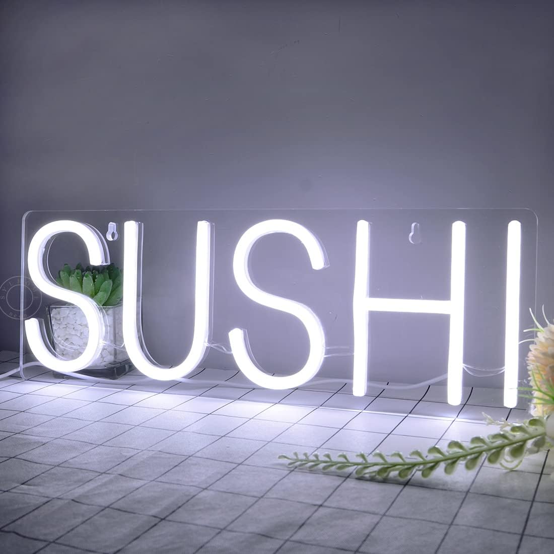 SYLHOME Sushi Led Neon Light Sign Business Light Up Sign Wall Windows Hanging Decor Restaurant Advertising Banner Sushi Table Japanese Themed Party Decor 15.75"X5.4" USB Cold White - Image 9