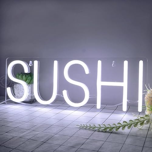 Miniatura 4 de SYLHOME SUSHI - Letrero de luz LED de neón para negocios, decoración para colgar en ventanas, restaurante, pancarta publicitaria, mesa de sushi,