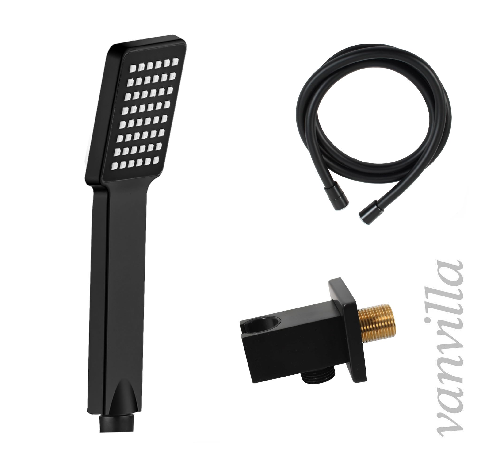 vanvilla Duschsystem mit Unterputz Duscharmatur von Grohe Cubeo Einhandmischer und vanvilla Regendusche mit Armatur, Duschkopf, Dusch-SET GS02 schwarz matt