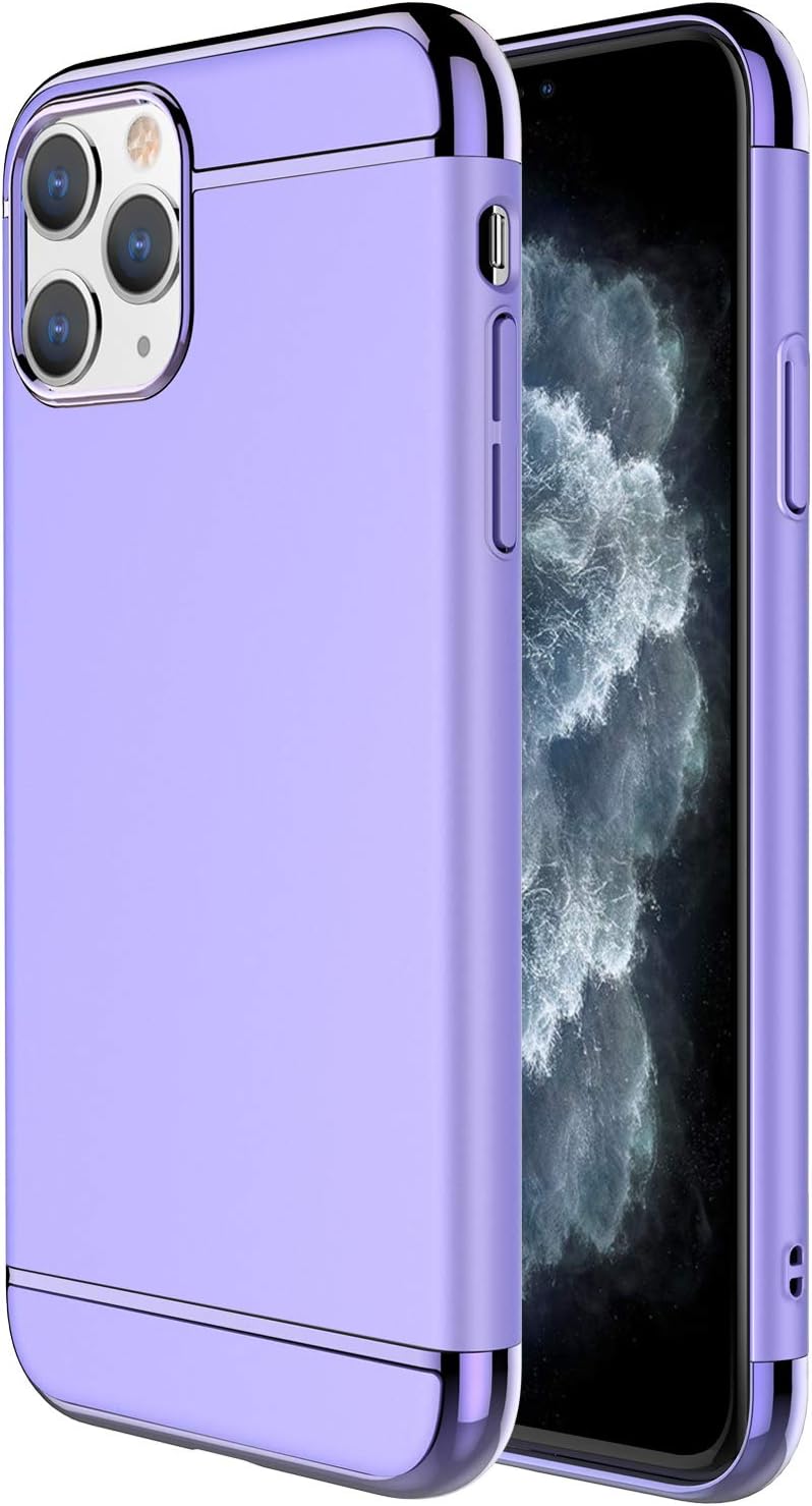 RORSOU iPhone 11 Pro Max Case, 3 in 1 Ultra Thin and Slim Hard Case Coated Non Slip Matte Surface with Electroplate Frame for Apple iPhone 11 Pro Max (6.5")(2019) - Purple