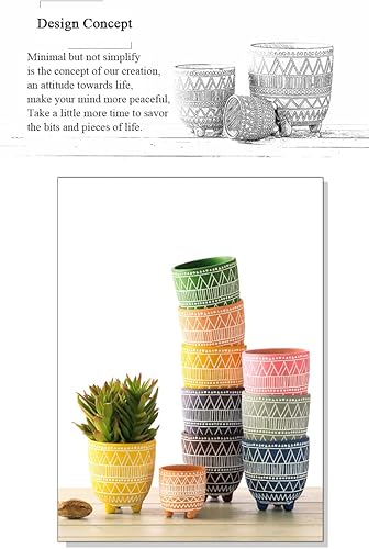 Miniatura 2 de Paquete de 3 macetas de terracota, maceta moderna de interior con orificio de drenaje, macetas de terracota para plantas de interior, cactus,