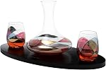 Artisanal Hand Painted Stemless Wine Glasses - Gift for Her, Wife, Mom, Friends, Girlfriend, Renaissance Romantic Stain-glassed Windows, 2 Set - Gifts Idea Birthday, Housewarming - Extra Large Goblets
