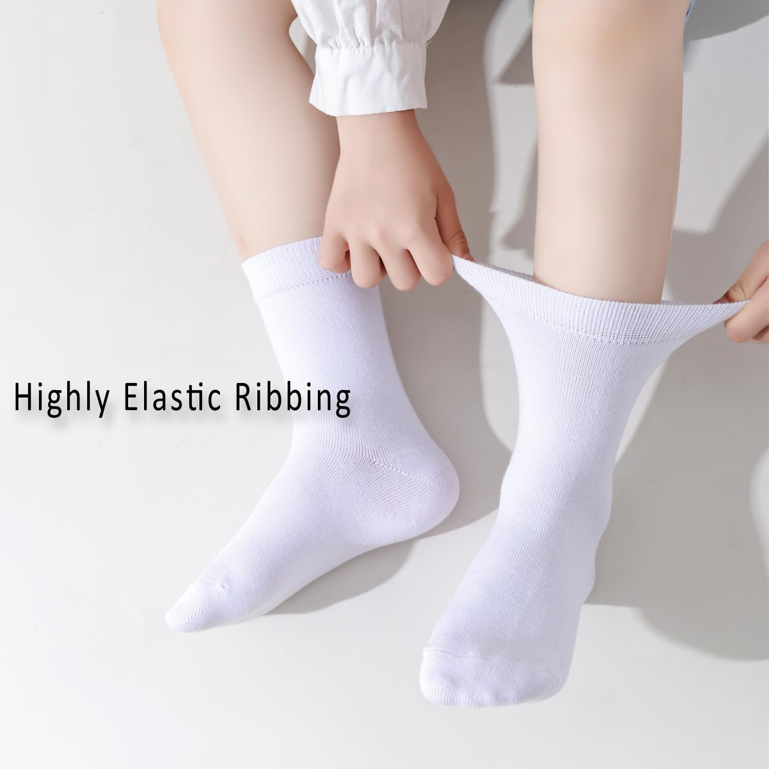 EPEIUS Unisex Kids Crew Socks Soft Cotton Seamless School Socks for Girls Boys Dress Sox White Black Navy 4/6/8 Pairs - Image 4