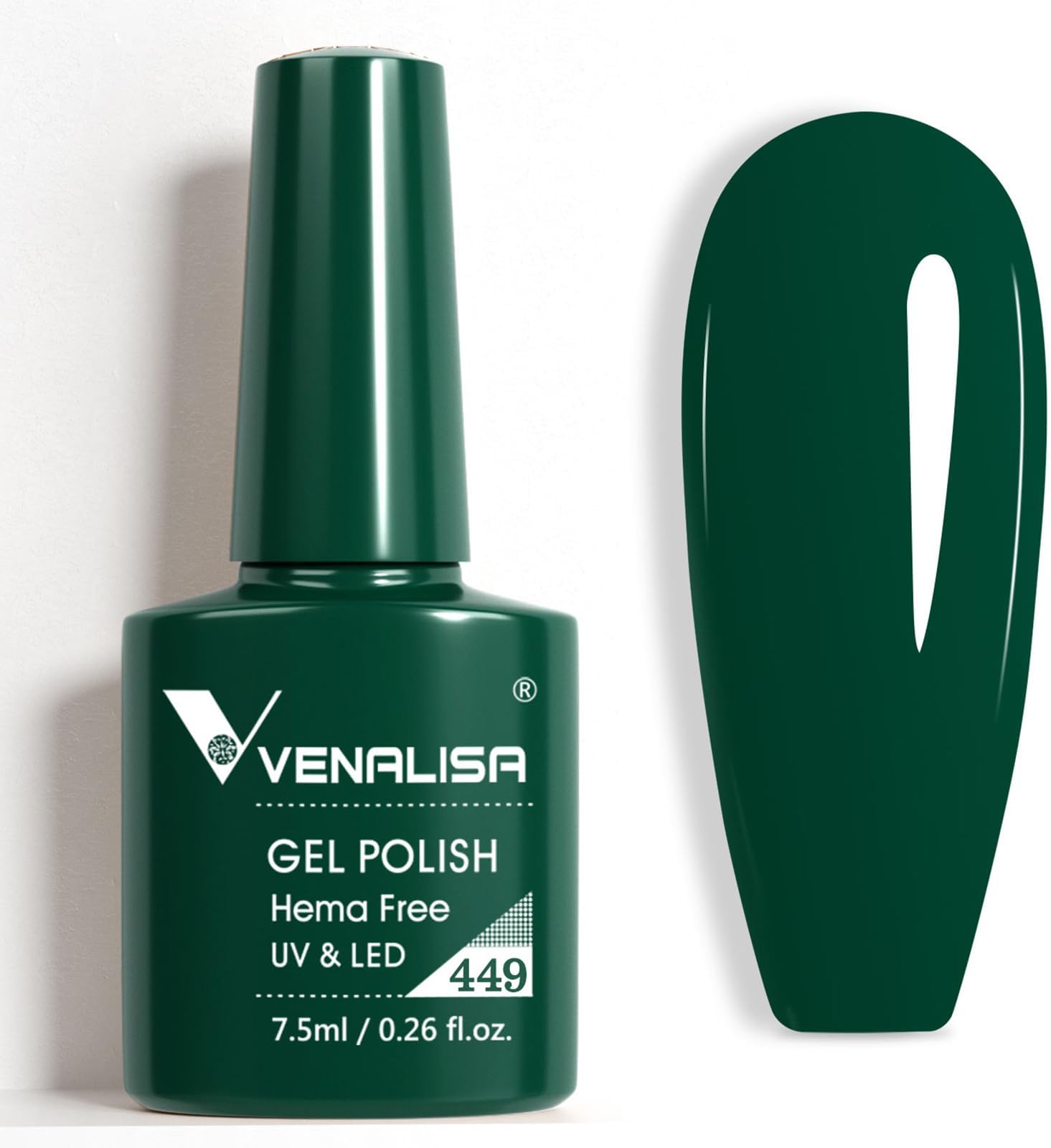 Venalisa Green Gel Nail Polish - Emerald Dark Green Color, 1 Pcs, Soak Off UV Gel DIY at Home Manicure Salon Nail Art