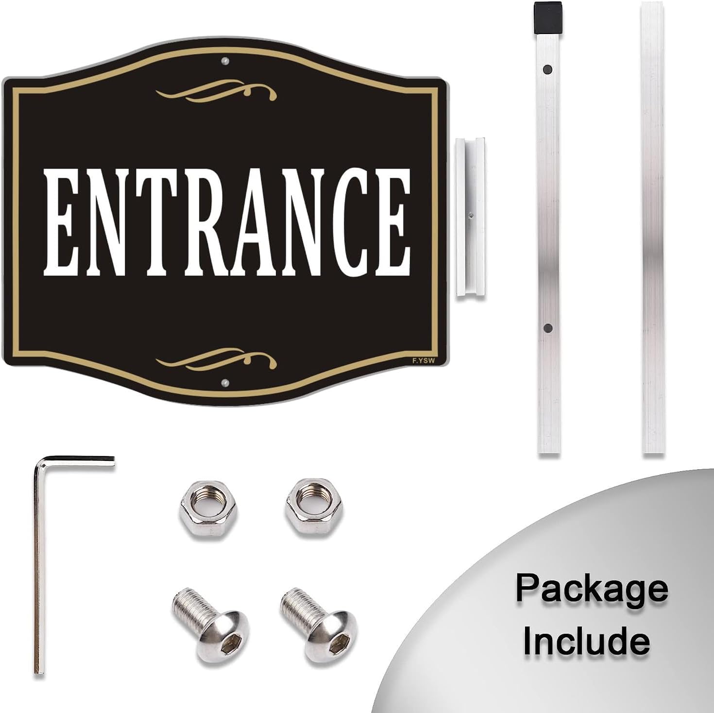 Entrance Sign Enter Here 12" x 10" With 28" Long Metal Stakes With Stand Aluminum Outdoor Use Yard Business Home Door