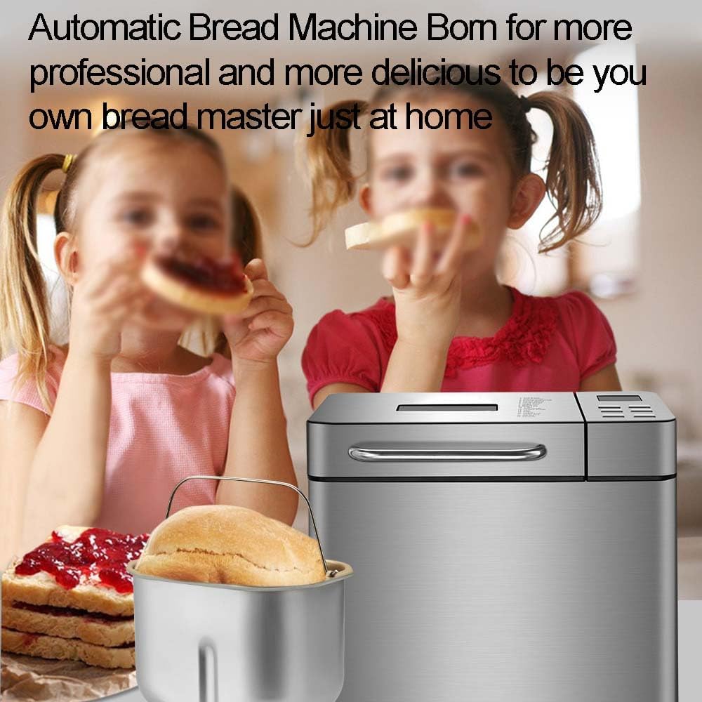 Automatic Bread Maker Machine with 17 Programs, 2LB Capacity, 15H Delay Timer & Auto Fruit Dispenser - 650W Copper Motor for Baking, Jam, Yogurt, Cake