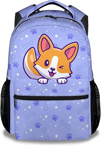 Miniatura 16 de Linda mochila Corgi, mochila escolar de 16 pulgadas con correas ajustables, duradera, ligera, mochila escolar