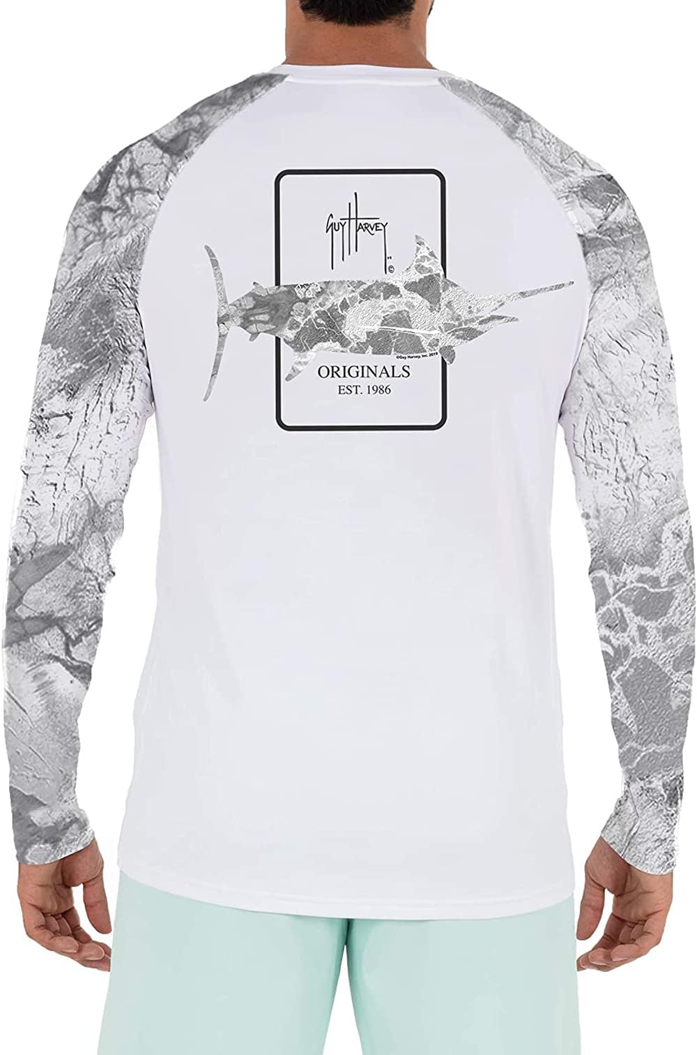 Guy HarveyMen’s Long Sleeve Performance Shirt with 50+ UPF Sun Protection