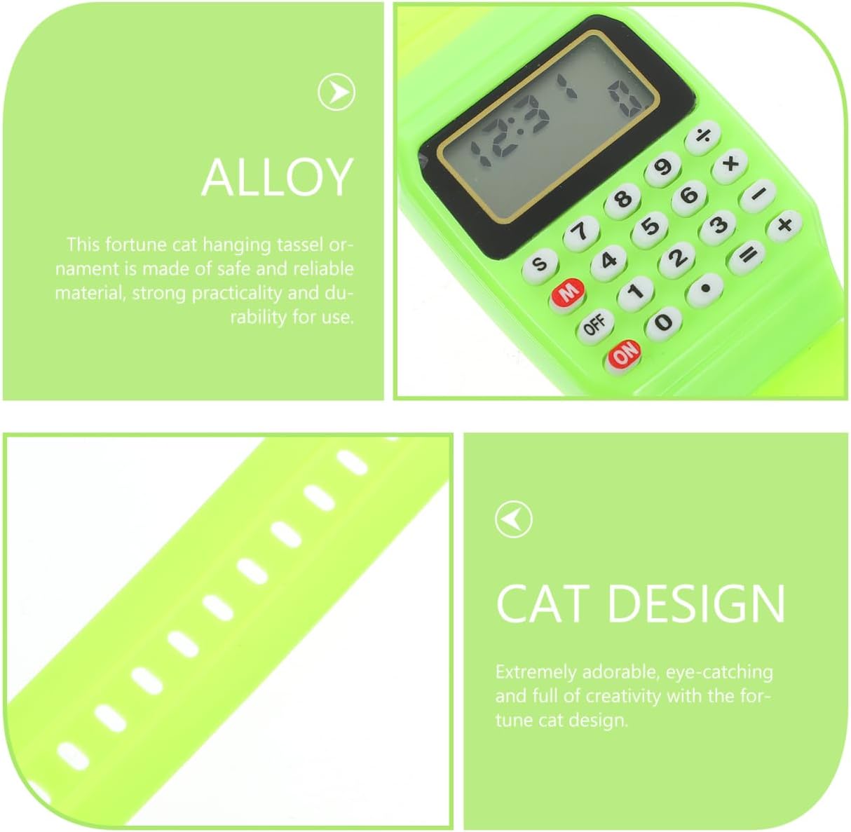 Mikikit Kids Calculator Watch 2 Pack Digital Wrist Watches Portable Calculation Tool for Children Green Design Ideal for Birthday and Math Learning