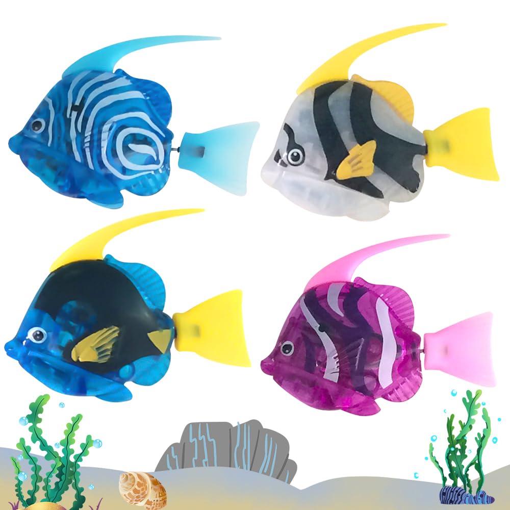 4 Stuks Vis Robot Bad, 8 x 3,5 cm Vis Speelgoed Kinderen Elektronisch, Zwemmen Fish Robot, Plastic Vis Speelgoed, Robot Fish, Zwembad Speelgoed voor Zwembad