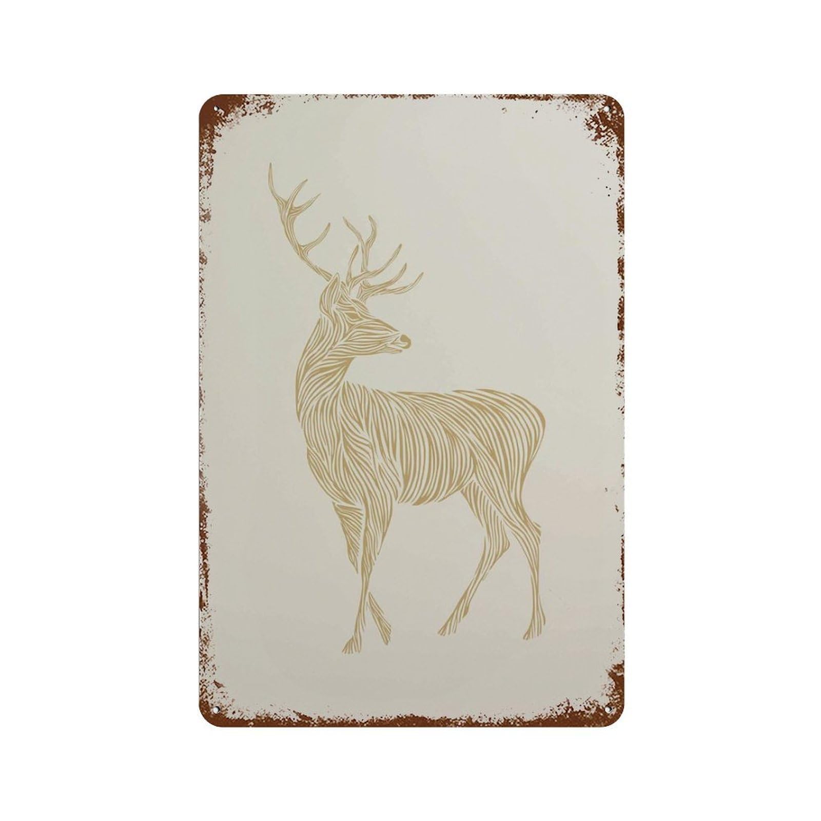 xiaoxiaoshen Minimal Deer Line Modern Animal Elegant Gold Outline Stag Nordic Style Nature Wo Wall Decor Art Metal Tin Poster Modern Home Decor Art Home Bar Shop Decorations Vintage Sign 30x20cm