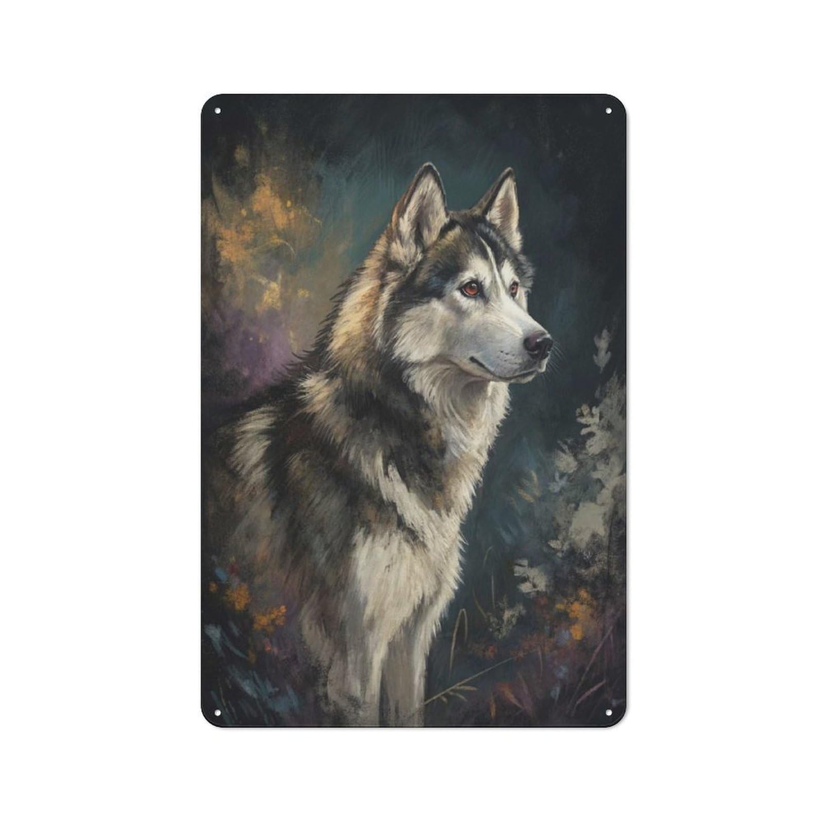 Junmoney Style-23 Majestic Husky Portrait Farmhouse Metal Sign 30X20cm, Rustic Country Wall Plaque For Farmhouse Kitchen, Pantry Or Dining Area