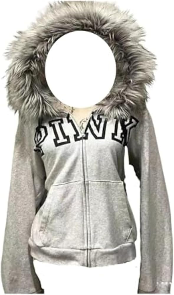 Y2k Zip Up Hoodie Fur Jackets Emo Grunge Crop Winter UK | Ubuy