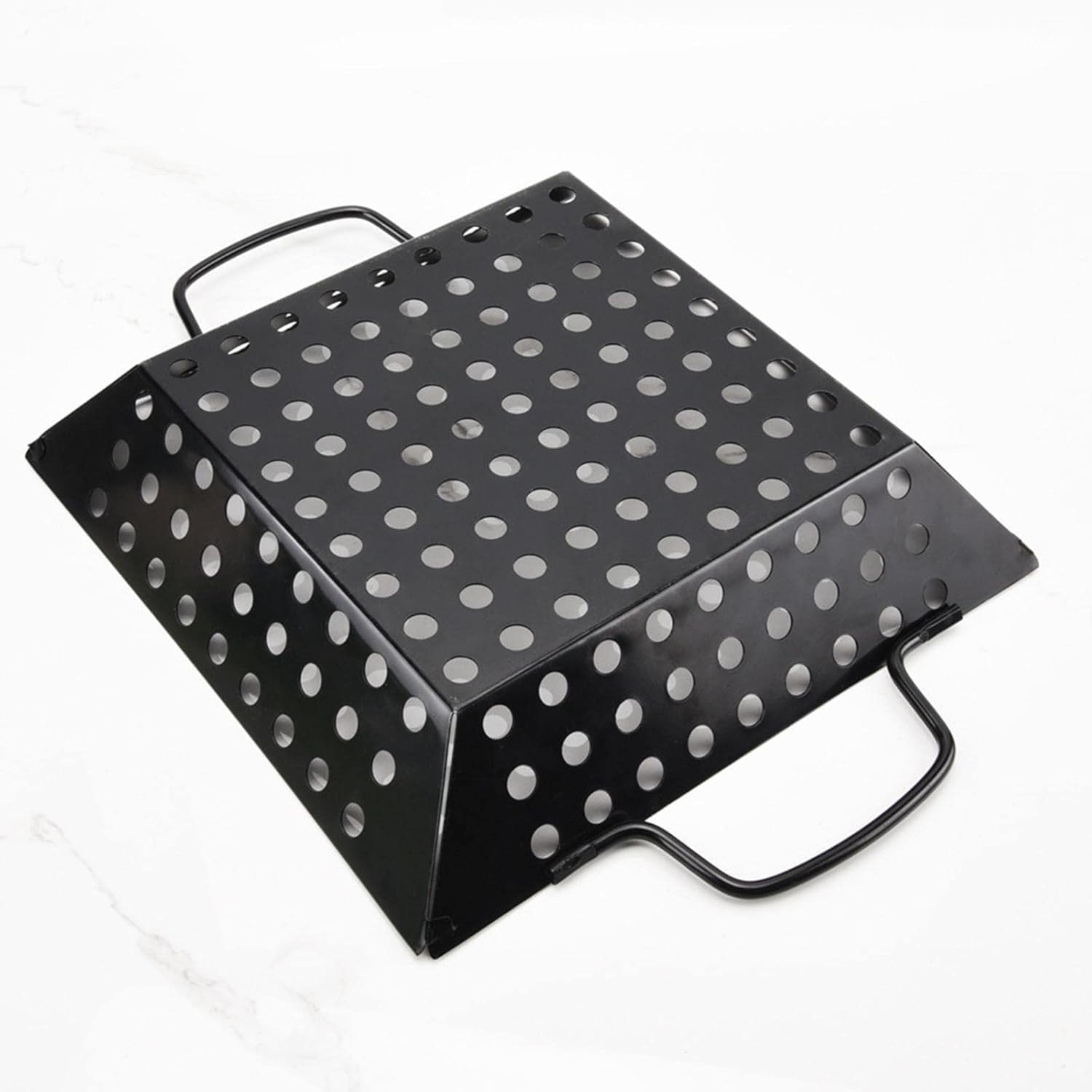 Kruvad BBQ Tray Square Heavy Duty Carbon Steel Nonstick BBQ Grilling Wok Pan Veggie Meat Tray Grill Topper Barbecue Pan Carbon Steel Black Non-Stick Grill Basket Oil Drain Tray for Camping Home - Image 3 thumbnail
