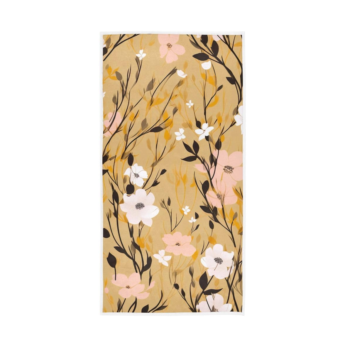 HUYGD Cute Pink White Flowers Hand Towels and Washcloths for Bathroom, Hand Towel for Bathroom, Travel, Camp, Hotel, Spa 15 x 30 Inches