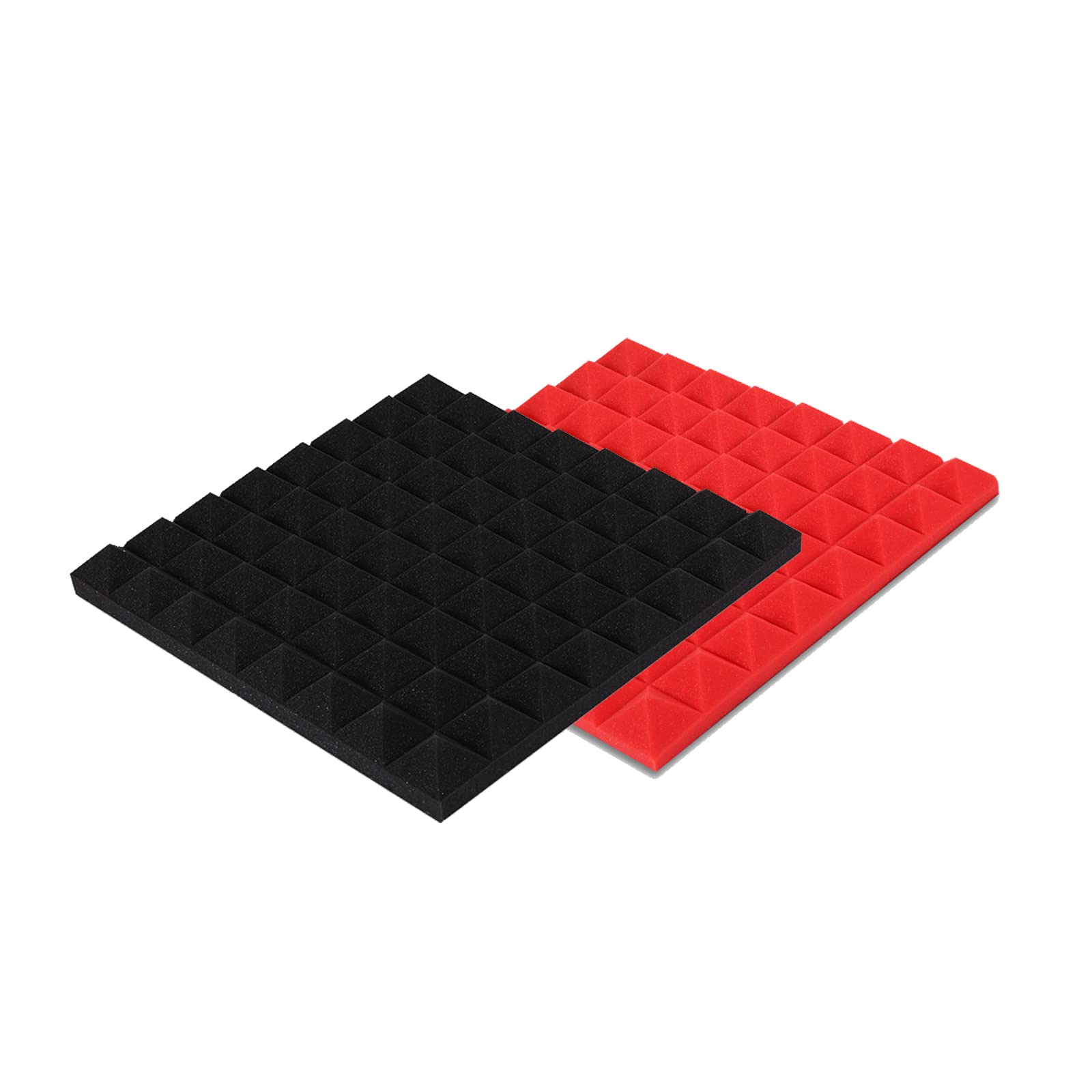 Izolacja Akustyczna Pianka Akustyczna Płytki Piankowe Studio Dźwiękoszczelne Panele Piankowe Panele Dźwiękochłonne Pianka Akustyczna Panele Akustyczne(Color:96pcs black red)